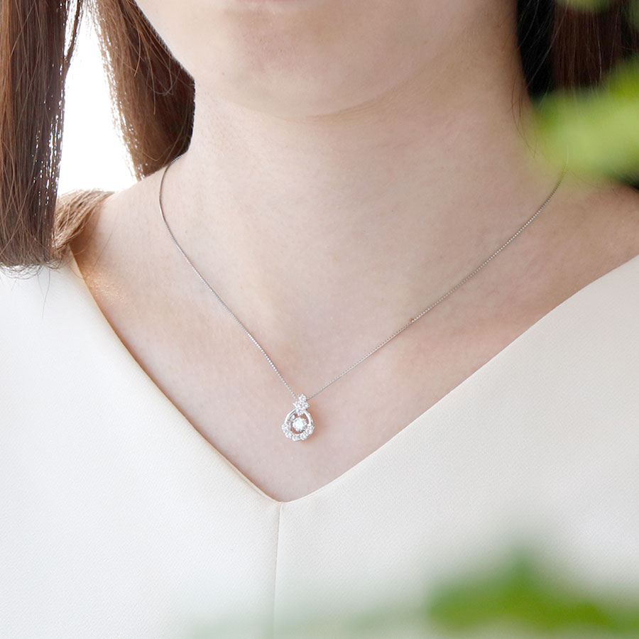 ＜Crossfor＞ダンシングストーン/プラチナダイヤモンドディスティニーベルペンダント　＊ダイヤモンド0.2ct　PD-0009