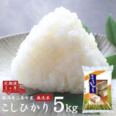 ふるさと納税 三条市 [定期便5kg×3カ月] 無洗米コシヒカリ 計15kg 新潟県産 令和7年産【041S028】