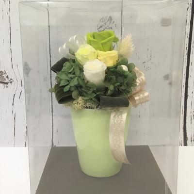 ふるさと納税 釧路町 プリザーブドフラワー アレンジメント 緑色のバラ＜老舗の花屋さんの手づくり/ギフト用＞ |  | 01