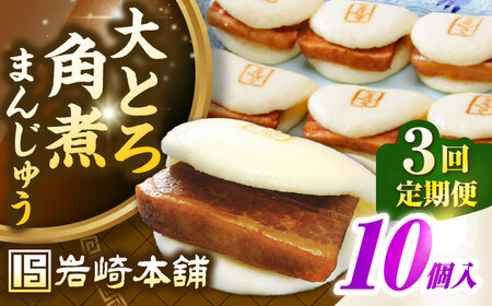 【全3回定期便】【簡易包装】大とろ角煮まんじゅう10個（5個×2）　《壱岐市》【岩崎本舗】冷凍 豚 豚角煮 角煮饅頭 簡単調理 おやつ お取り寄せ 長崎[JHA028]