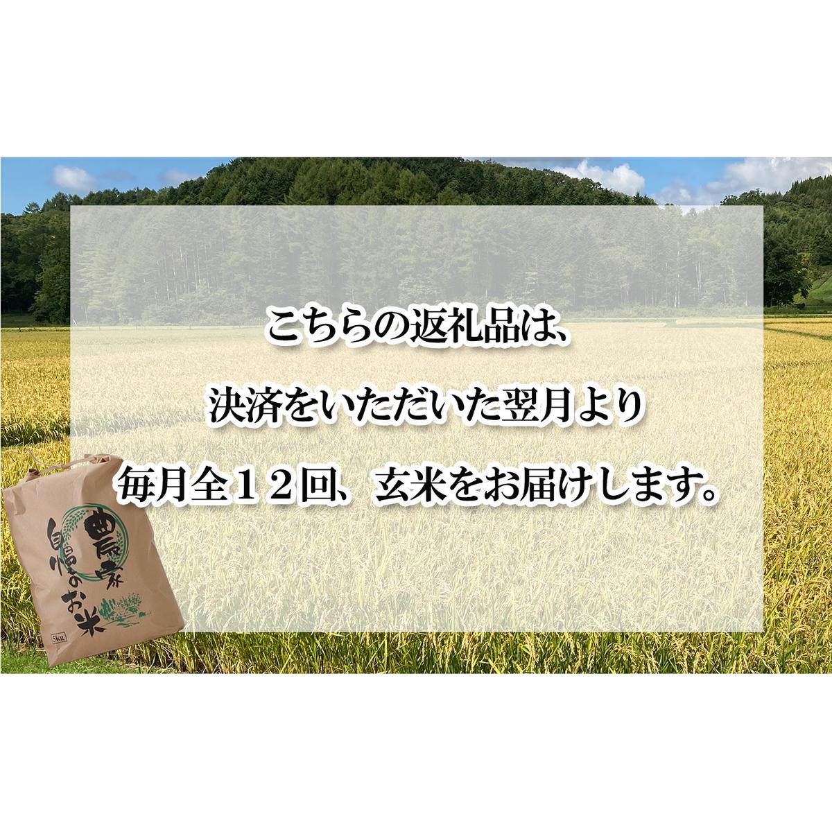 ＜ 定期便 12回 ＞ 北海道産 希少米 おぼろづき 玄米 5kg 毎月 12回_イメージ2
