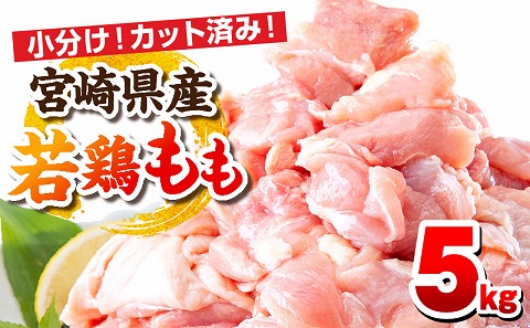 宮崎県産若鶏 もも肉 5kg（250g×20パック） 鳥肉 鶏 とり肉 肉 もも肉 もも 小分け 真空パック 冷凍 急速冷凍 唐揚げ からあげ チキン南蛮 焼き鳥 モモ肉 お弁当 おかず 料理_M146-008_02