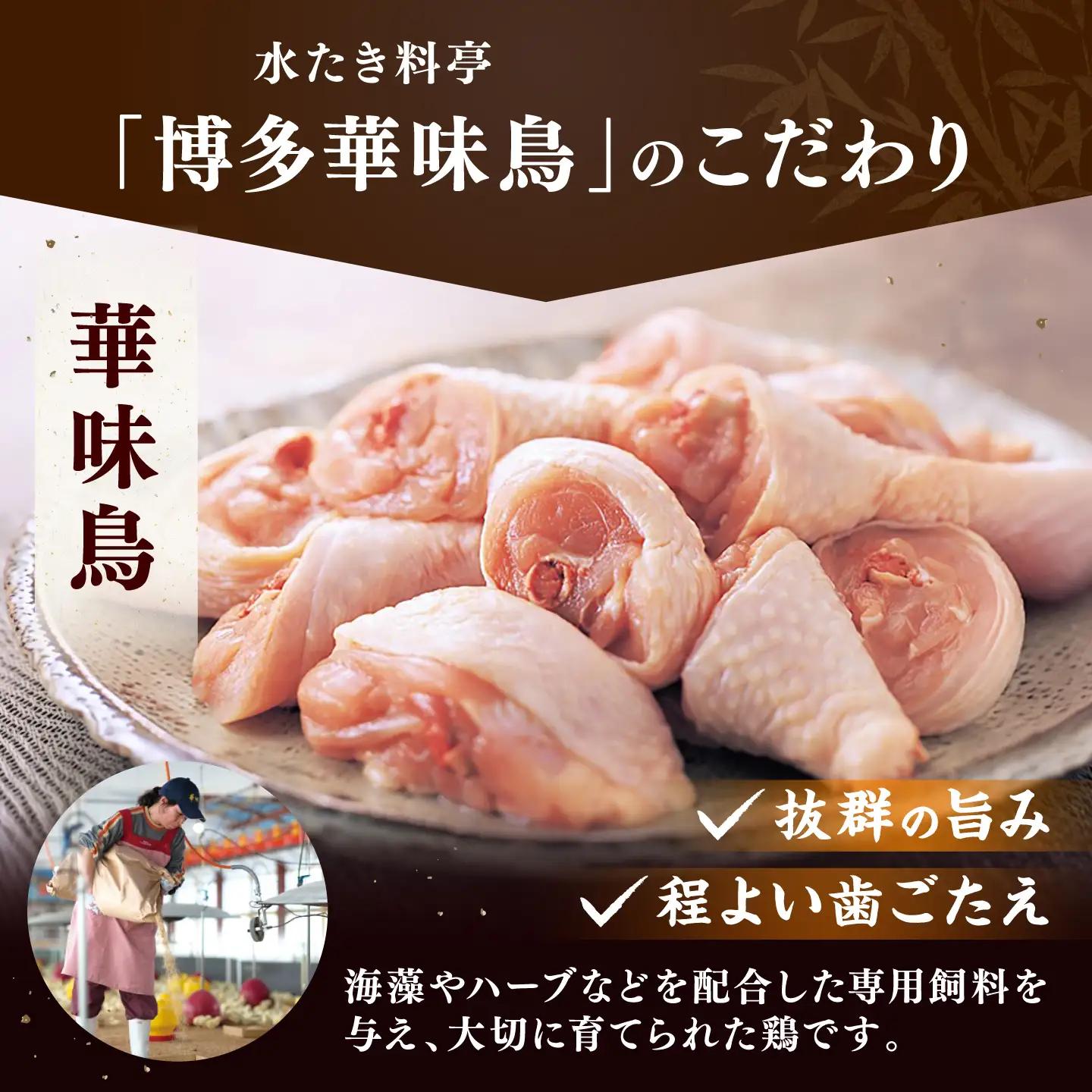 【全3回定期便】博多華味鳥 水炊き セット 6-8人前（ぽん酢・柚子胡椒付） 桂川町/トリゼンフーズ [ADBN010] 定期便鶏 鍋 鍋セット お鍋 ちゃんぽん 6人前 8人前 定期便