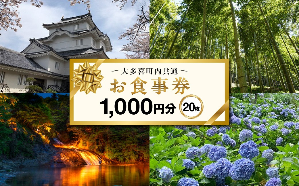 
                  大多喜町内共通お食事券1000円分×２０枚
                