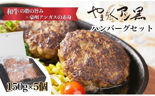 
やまちくアン黒ハンバーグセット<5個入り：山之口畜産>　（ハンバーグ 牛肉 牛肉100% 国産 冷凍 調理済 宮崎 惣菜 小林市）
