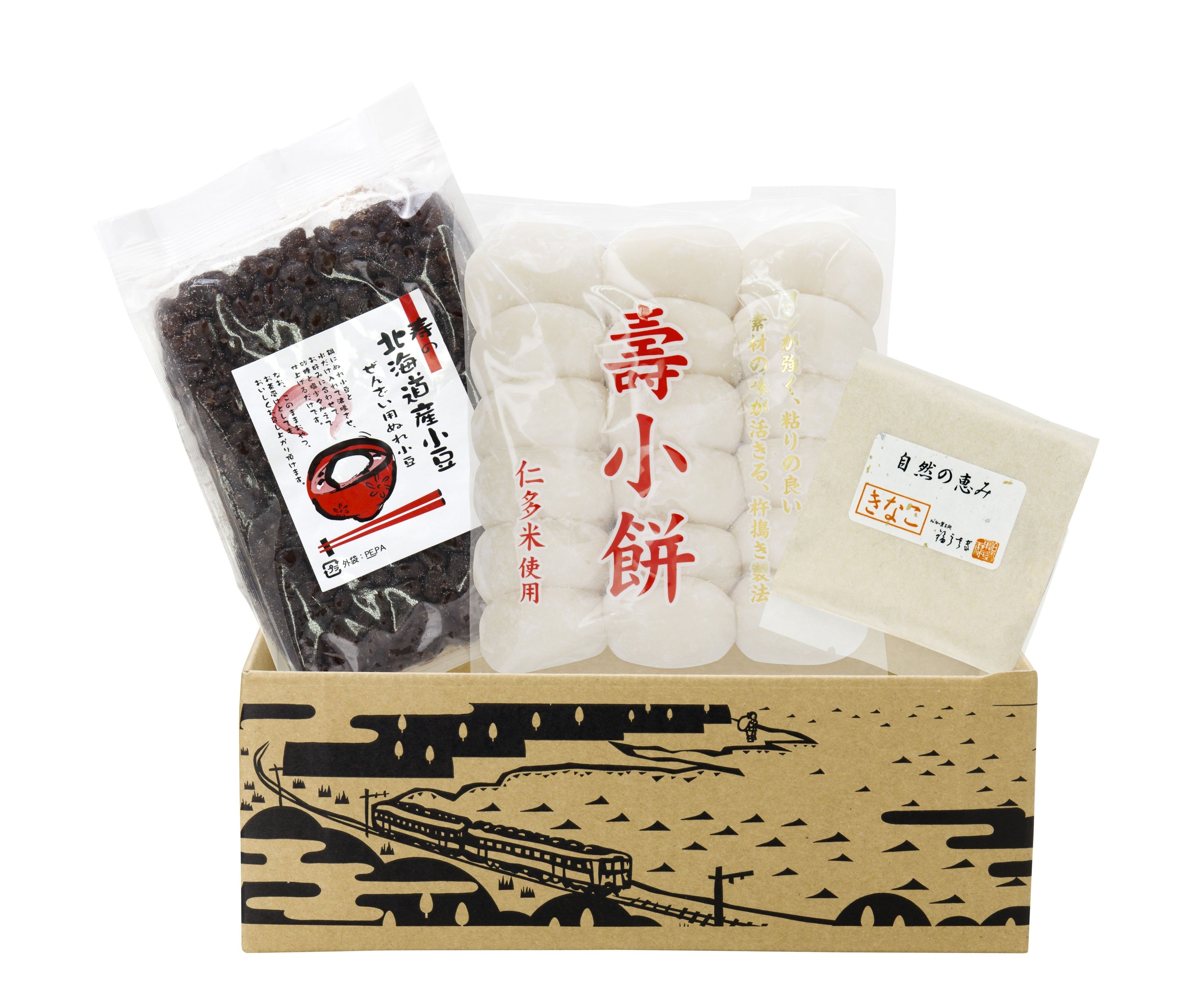 
            正月餅お楽しみセット　（壽小餅15個入 ぬれ小豆500g 特製きな粉150g）
          