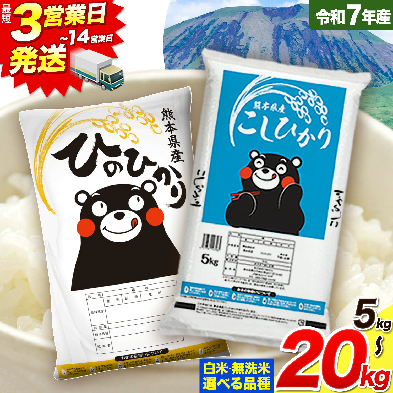 【ふるさと納税】お中元 熨斗対応 令和7年産 米 無洗米 5kg 10kg 20kg 定期便 も選べる ひのひかりこしひかり 食べ比べ 10kg 20kg 《出荷時期をお選びください》 白米 精米 無洗米 熊本県産 単一原料米 南阿蘇村 ひの こし 送料無料 熊本県 SDGs 米 コメ こめ 国産 定期便