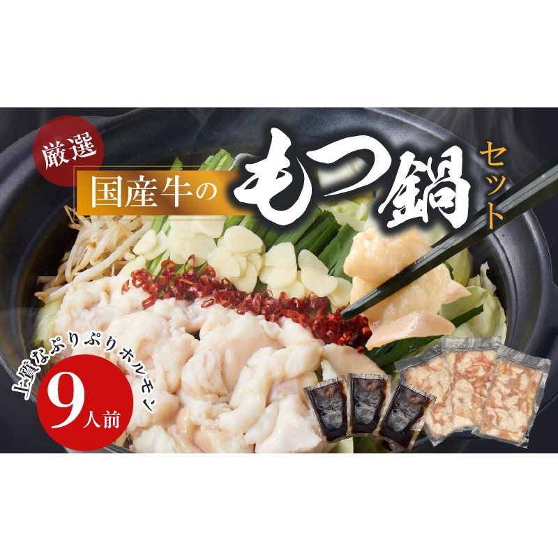 【食肉総合卸 丸正】厳選国産牛のもつ鍋セット（9人前）［153M01］【食肉総合卸 丸正】厳選 国産牛 もつ鍋 セット（9人前）牛ホルモン 鍋 モツ 小腸 手切り 醤油ベース 濃縮スープ 食卓 冷凍 食肉のプロ お取り寄せ お取り寄せグルメ 愛知県 小牧市 送料無料