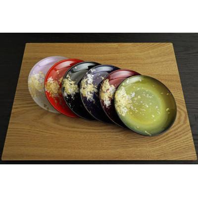 ふるさと納税 高野町 金銀箔ちらし 丸小皿 6枚セット