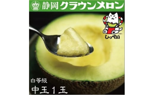 ＜通年出荷＞クラウンメロン(白等級)中玉　1玉　化粧箱入_ メロン クラウンメロン めろん クラウン 化粧箱 果物 くだもの フルーツ 甘い デザート 産直 産地直送 贈答 ギフト プレゼント 静岡県 送料無料 【1416430】