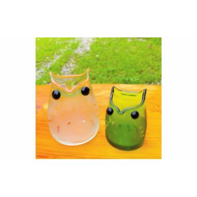 ふるさと納税 飯能市 【ガラス製一輪挿し】ふくろう親子セット