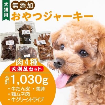 ふるさと納税 小牧市 【大満足セット】犬猫用 無添加おやつジャーキー 肉4種詰め合わせ 総量1030g[143O26]