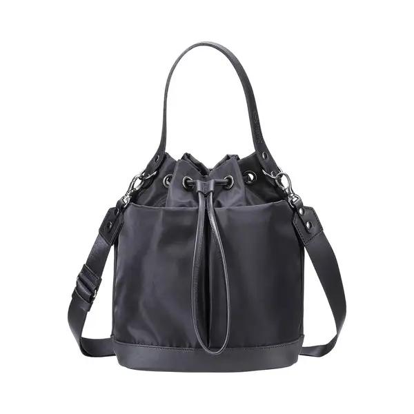 豊岡鞄 TUTUMU sacca Rich S4700RI ブラック/ 巾着型 2WAY BAG ショルダーバッグ 手提げバッグ ショルダベルト付き レディース 高級 おしゃれ バッグ かばん カバン
