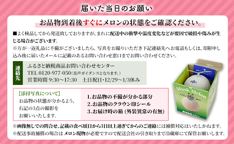 ★発送月選択できる返礼品★ 『クラウンメロン（白等級）特大玉 1玉』  メロン 人気 厳選 ギフト 贈り物 デザート グルメ 袋井市