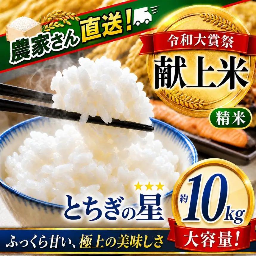 【2026年先行予約】令和大嘗祭献上米！真岡市産 とちぎの星（精米）10kg (CN)