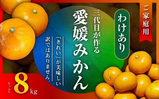 ＜訳あり(家庭用)＞三代目がつくる愛媛みかん 8kg＜C31-40＞【1556518】 YWTAC029