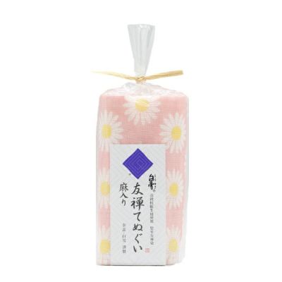 【ふるさと納税】 東大寺の薬湯と白雪友禅てぬぐいセット（マーガレット／シェルピンク ） ふきん 布巾 台拭き キッチンクロス 友禅染め 蚊帳生地 吸湿 保湿 ふんわり ハンカチ タオル てぬぐい 食器拭き 贈り物 株式会社白雪 なら 奈良県 奈良市 5-073