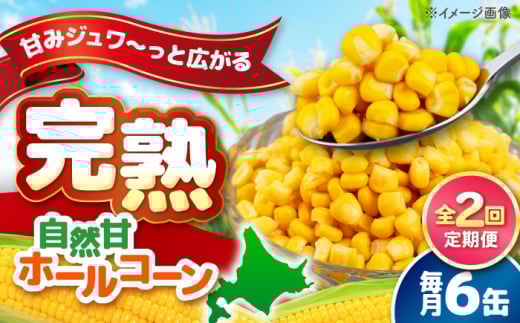 【全2回定期便】【北海道産】 自然甘ホールコーン 6缶（C7号缶）《喜茂別町》【きもべつ観光協会】 コーン コーン缶 とうもろこし トウモロコシ 北海道 常温 常温配送 [AJAG031]