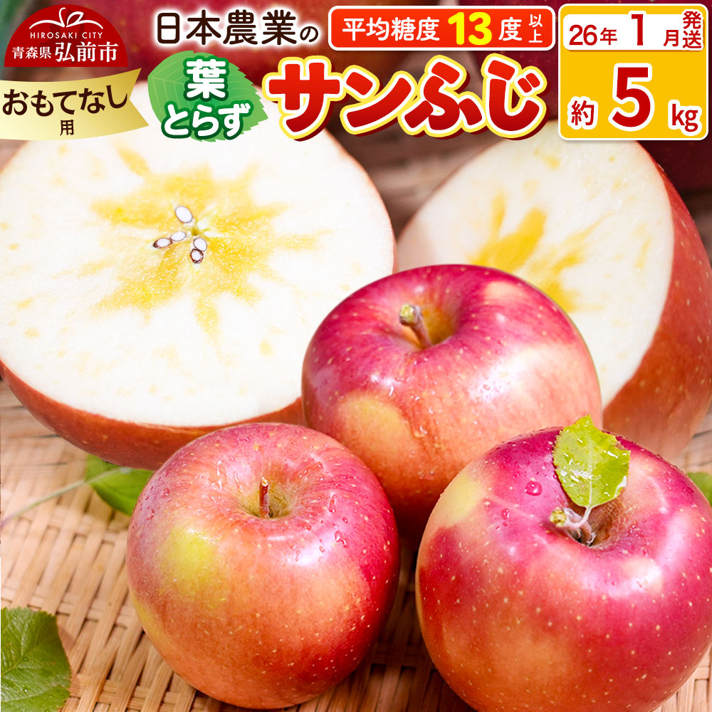 【26年1月発送】りんご 平均糖度13度以上！ 葉とらずサンふじ 約5kg おもてなし用 青森 果物 フルーツ 林檎 リンゴ くだもの
