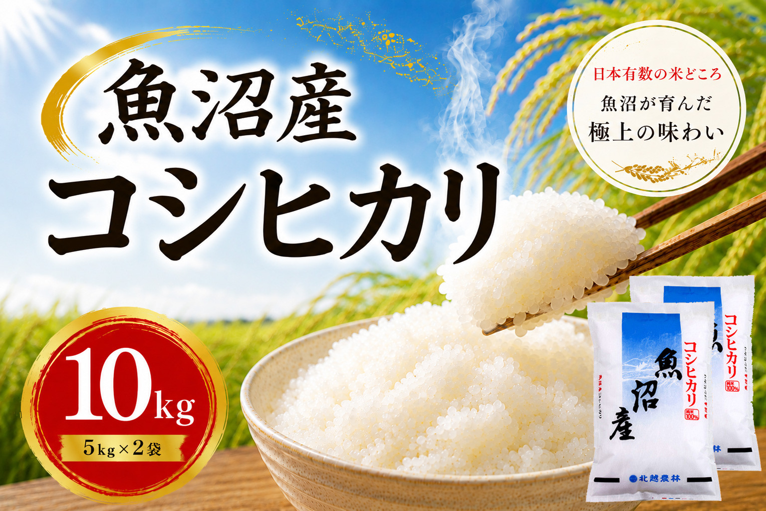 【令和7年産】魚沼産コシヒカリ 10kg(5kg×2袋)｜一粒一粒に甘み広がるふっくらごはん