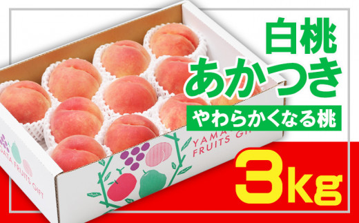 ☆フルーツ王国山形☆白桃あかつき秀品 3kg [やわらかくなる桃] 【令和7年産先行予約】FS23-823 くだもの 果物 フルーツ 山形 山形県 山形市 2025年産