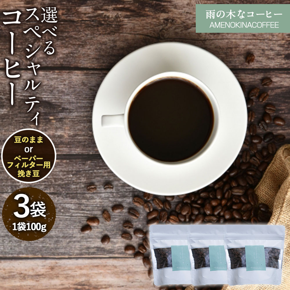 【ふるさと納税】【雨の木なコーヒー】選べるスペシャルティコーヒー豆 計300g（100g入り×3袋） ご家庭用 豆のまま・ペーパーフィルター用挽き豆 珈琲 自家焙煎 飲料 東京都 武蔵野市 送料無料