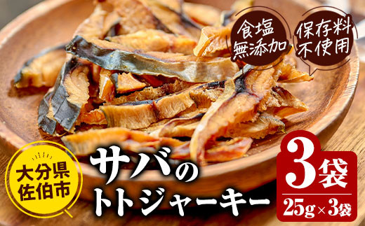  サバのトトジャーキー (計75g・25g×3袋) ジャーキー 魚 サバ 国産 大分県 佐伯市 やまろ渡邉 防災 おつまみ 常温 常温保存 【DL23】【鶴見食賓館】