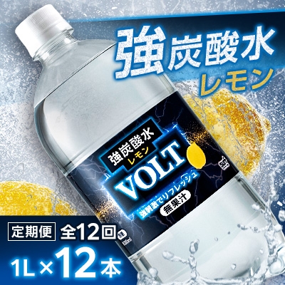 
            ＜毎月定期便＞サーフVOLT(ボルト)強炭酸水レモン 1L×12本　1ケース　国産炭酸水全12回【4055691】
          