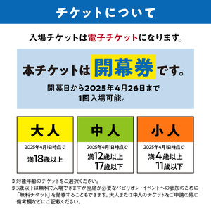 【開幕券】2025年日本国際博覧会入場チケット 大阪・関西万博（大人1名分）万博チケット 万博 ばんぱく EXPO 2025 関西万博 チケット 入場券【103D-005】