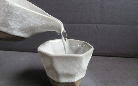 【美濃焼】 つばめ工房 黒土 ロックカップ 氷裂貫入釉 白 瑞浪市 / 大恵 陶磁器 酒器 ギフト [AZBG013]