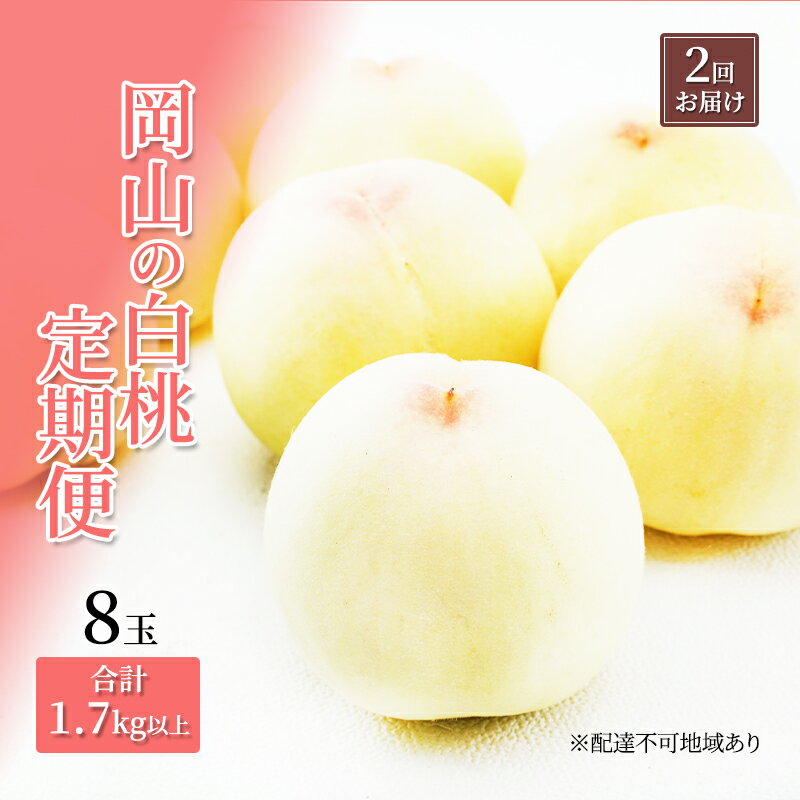 【ふるさと納税】桃 定期便 2026年 先行予約 岡山 の 白桃 8玉 合計1.7kg以上×2回 お届け 化粧箱入り もも モモ 岡山産 国産 フルーツ 果物 ギフト 　お届け：2026年7月上旬～2026年8月上旬