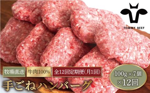 【牧場直送】【12回定期便】白富牛 岩塩と牛肉のみで作った手ごねハンバーグ 100g×8個【有限会社佐賀セントラル牧場】 [IAH056]