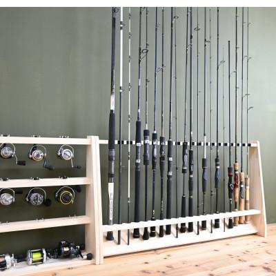 ふるさと納税 横手市 WOOD WORKS ロッドスタンド20本掛け 本体カラー:ナチュラル/フェルトカラー:ブラック |  | 02