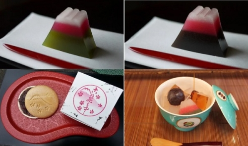 0030‐18‐03.華月　和菓子セット３　：富士山羊羹「抹茶」または「小倉」選択