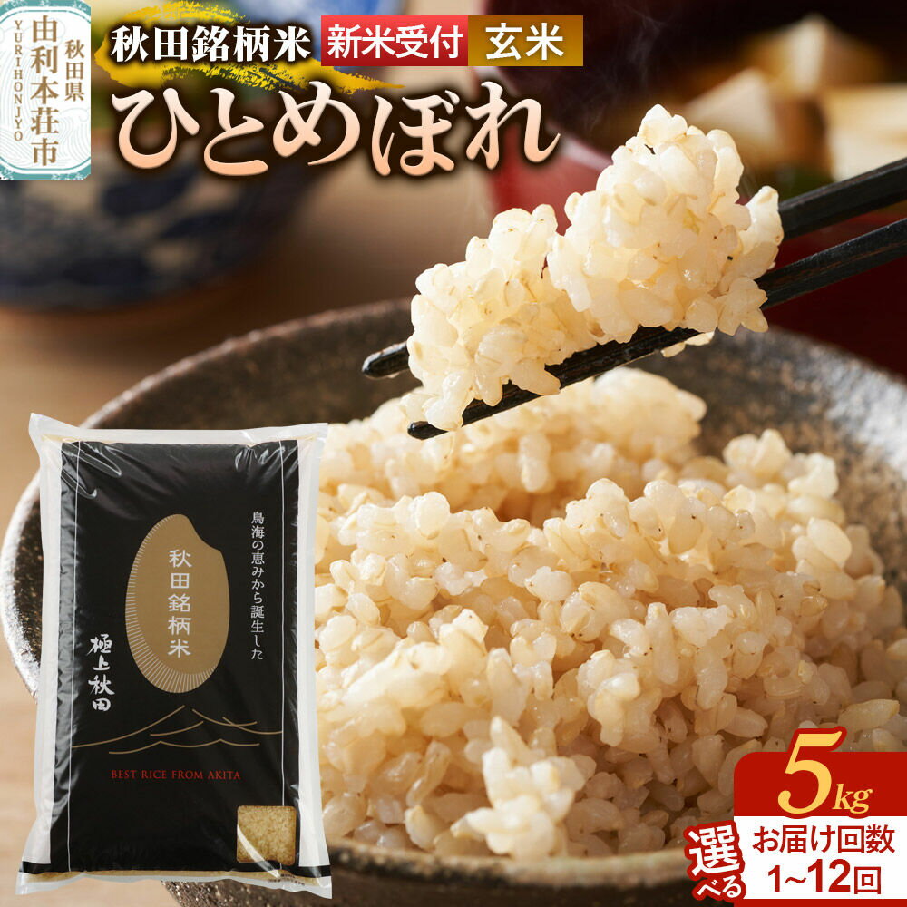 【ふるさと納税】《令和8年産 新米受付》【玄米】極上秋田銘柄米 ひとめぼれ 5kg【選べるお届け回数：1回〜】 [米 お米 こめ 玄米 ひとめぼれ ブランド米 銘柄米 食卓 おにぎり 秋田県産 秋田県 由利本荘市]