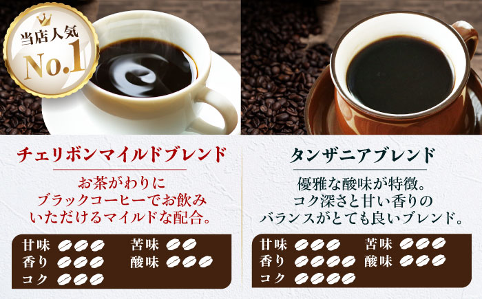 コーヒー豆 ブレンドコーヒー 2種セットD（チェリボンマイルドブレンド250g・タンザニアブレンド250g） 珈琲 コーヒー豆 コーヒー ドリップ ドリップ珈琲 飲料 愛媛県大洲市/株式会社日珈 [A