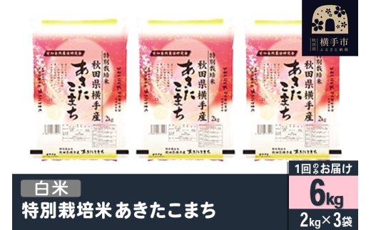 【白米】令和7年産 特別栽培米 あきたこまち 6kg（2kg×3袋） [秋田県産 あきたこまち 特別栽培米 6キロ 令和7年産 秋田こまち]