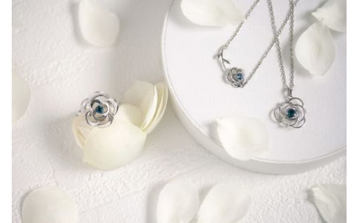 Blue Rose Pt トパーズ ダイヤモンド ペンダント レディース ジュエリー アクセサリー ネックレス ダイヤ ブルートパーズ シンプル 一点もの おしゃれ かわいい プレゼント ギフト 贈り