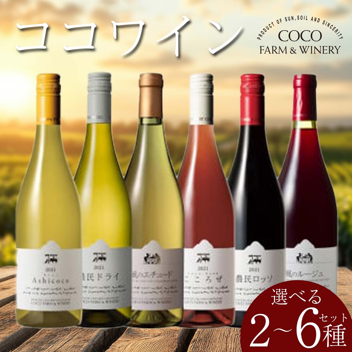 【ふるさと納税】＼選べる本数／ ココワイン 2～6 本 セット【希望にあふれた赤ワイン 農民ロッソ 農民ドライ 日本の小粋な白ワイン 初めての方にも最適 人気の辛口白ワイン やわらかなタンニン たっぷりの果実味 栃木県 足利市 】 F7Z-021var