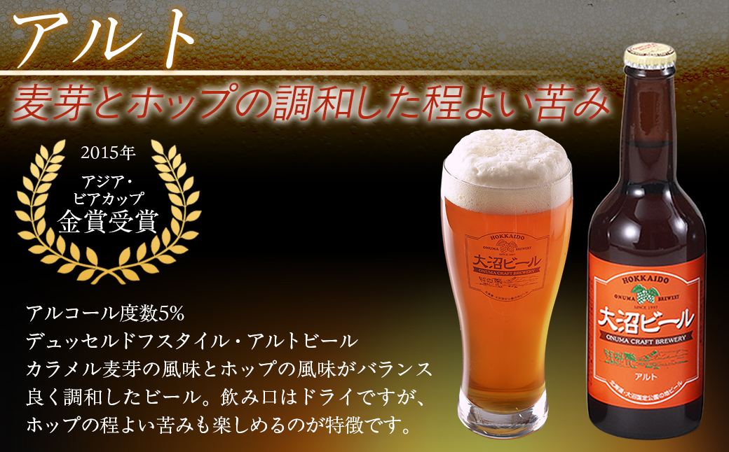 【金賞受賞】大沼ビール330ml アルト10本入 ドライだけどホップの苦みもあり！ NAH004