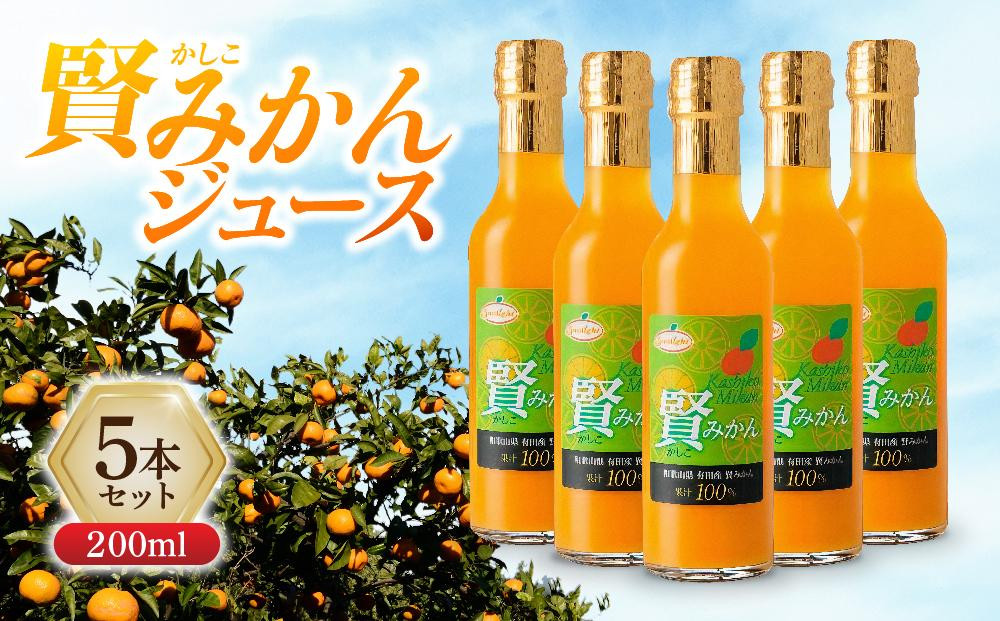 
賢みかんジュース200ml 5本セット ギフト
