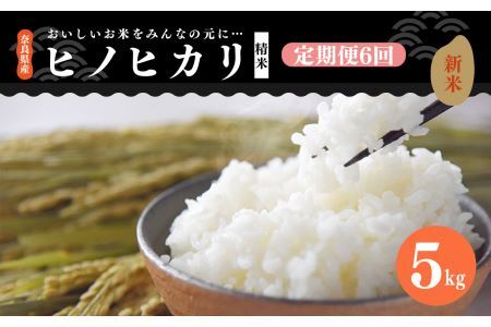 【 定期便 6回 】新米 奈良県産 ヒノヒカリ 精米 5kg （ 計30kg ） 米