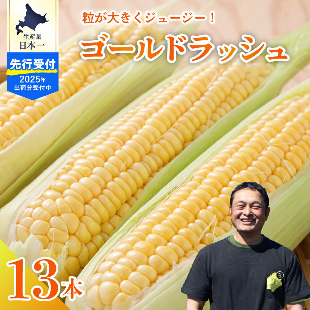 【ふるさと納税】【2025年分 先行予約】とうもろこし スイートコーン ゴールドラッシュ 13本令和7年産 トウモロコシ 野菜 BBQ ソロキャンプ 送料無料 お取り寄せ 北海道 十勝 芽室町