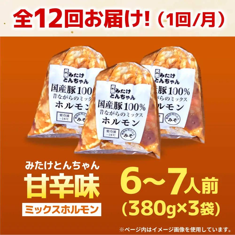 【12回定期便】昔ながらのミックスホルモン 3袋（6人前） / モツ もつ レバー ホルモン / 御嵩町 / 藤よし[AVAA087]