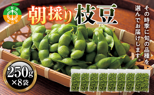 《2025年 先行予約》【品種おまかせ】中山町産 朝採り枝豆 2kg(250g×8袋) 山形県産 おつまみ 新鮮 朝どれ F4A-0225