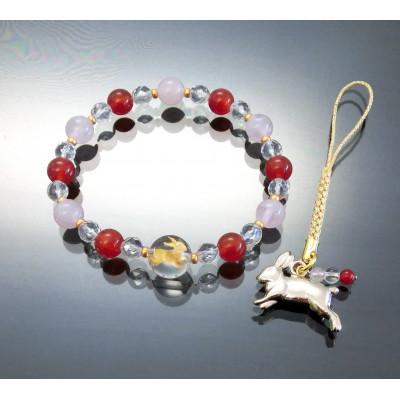 ふるさと納税 和泉市 跳ねうさぎのブレスレット&amp;根付2点セット