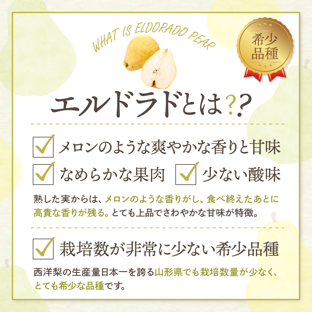 【令和7年産 先行予約】西洋梨エルドラド5kg 山形県 東根市 東根農産センター提供 hi027-197-2