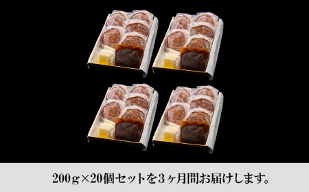 定期便3カ月 お楽しみ 白老牛 Ｗチーズ ハンバーグ セット 20個 モッツァレラ 特製ソース ベーコン 手造り BY047