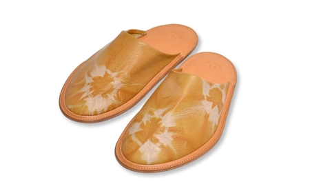 信州鹿革：杏染革ルームスリッパ（L）｜ レザー ルームスリッパ  千曲市 長野県産 信州