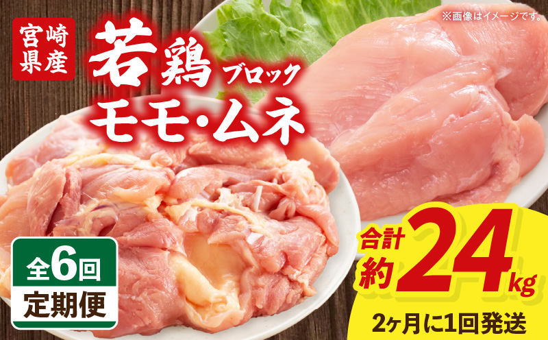 【6回定期便】宮崎県産 若鶏モモ・ムネ 合計4kg 鶏 若鶏 鶏肉 鶏モモ肉 モモ肉 モモ 鶏ムネ肉 ムネ肉 ムネ 高タンパク 低カロリー ジューシー_M262-T011-6-2